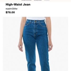 American Apparal Medium Wash High Waist Jean 27